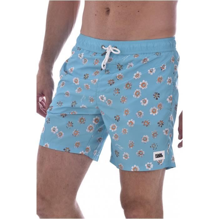 Short de bain Karl Lagerfeld Imprime fleuri Homme Bleu Bleu Cdiscount Sport