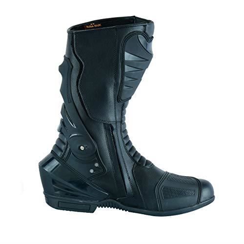 JET Bottes Chaussures Moto Racing Homme Imperméable Armure Cuir (Noir Complet)