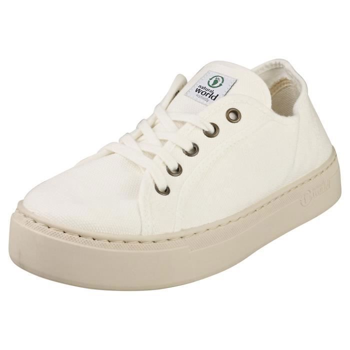 Natural World Baskets - NATURAL WORLD - OLD GAVI 6114-505 - Femme - Textile - Lacets - Blanc