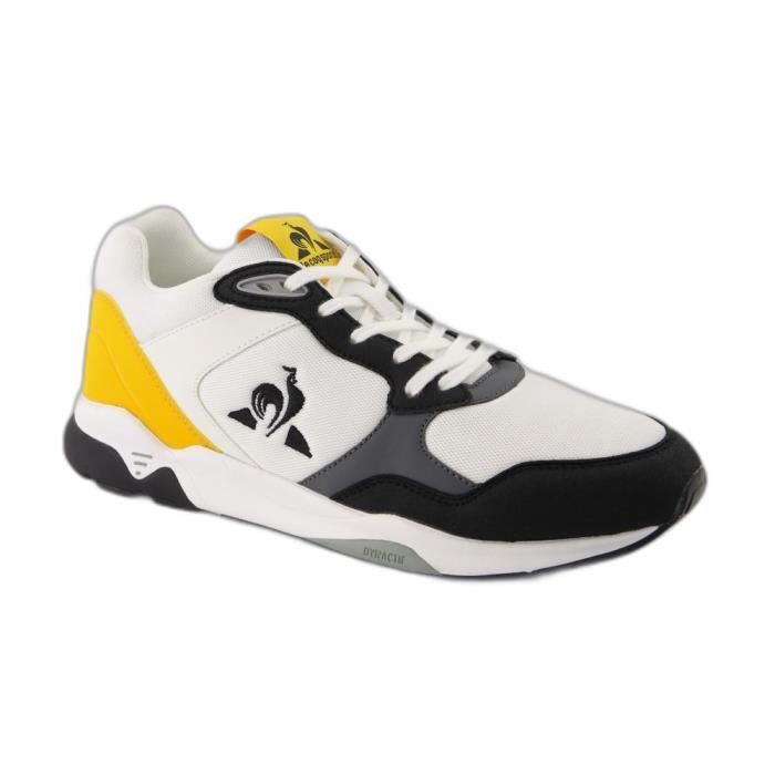 Baskets Homme Le Coq Sportif R500 Sport - Blanc/Citrus - Tige Synthétique - Fermeture Lacets - Talon Plat