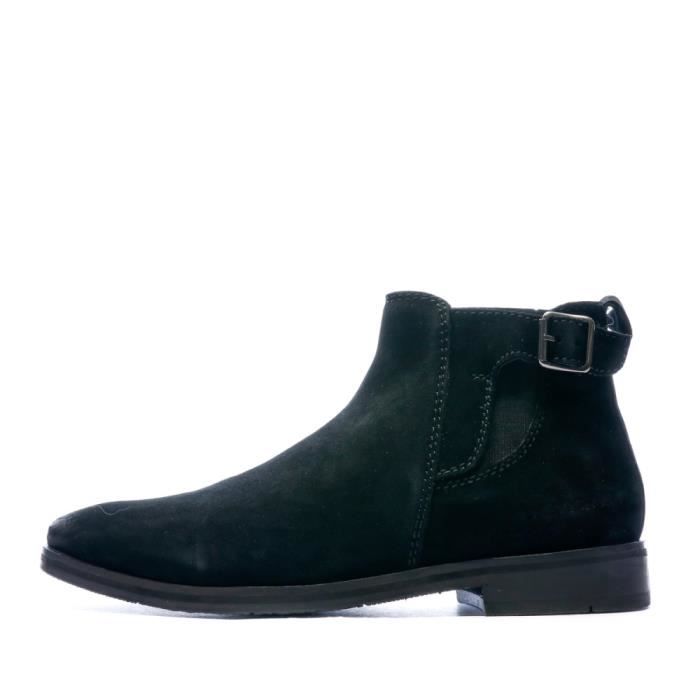 bottines homme chevignon 46328 - noir - tige en daim - boucle métallique de cheville