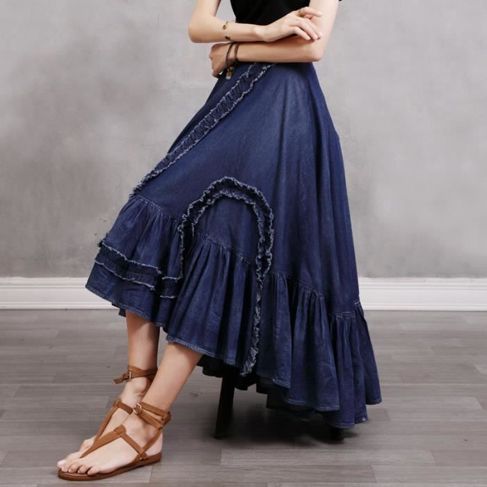 Jupe Femme Noire En Denim Topshop Brodée Fleurs - Taille UK 10 - Occasion Très Bon état - Style Mini