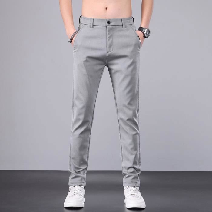 Pantalon gris sales slim homme