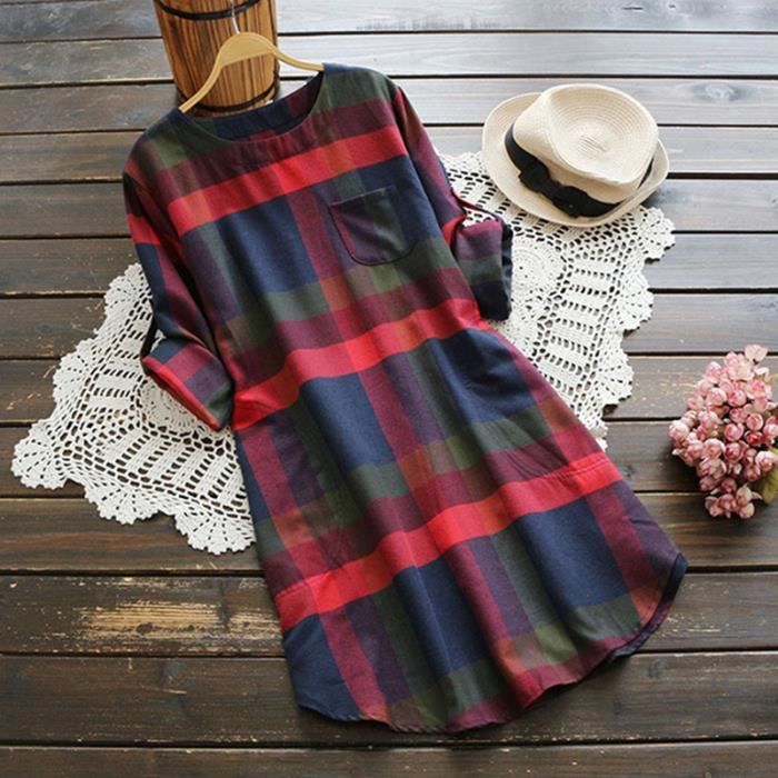 Robe rouge a carreaux clearance