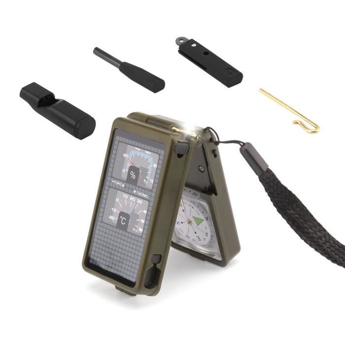7 en 1 multi-fonction de survie outil Trousse D/'urgence Lumière DEL Sifflet Extérieur Nouveau