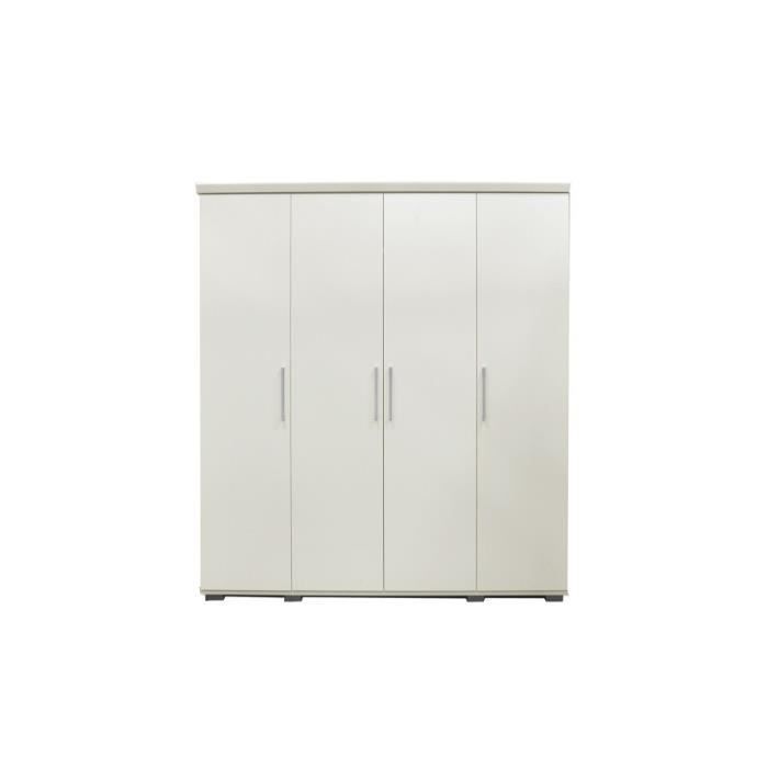 armoire - price factory - tom - 4 portes - penderie intégrée - blanc