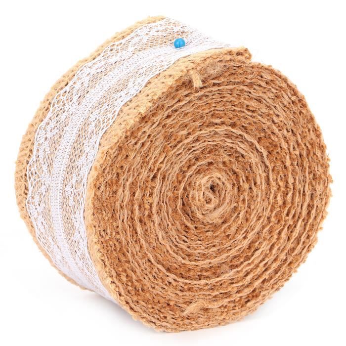 Rouleau De Ruban En Jute Tissé - Largeur 5 Cm, Longueur 10 M - Couleur Rouge Vin - Avec Fil Intégré Pour Emballage Cadeau - Neuf