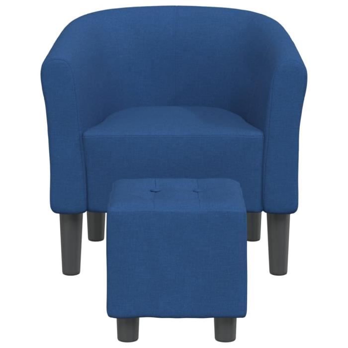 fauteuil cabriolet avec repose-pied bleu tissu - salalis - sp7985