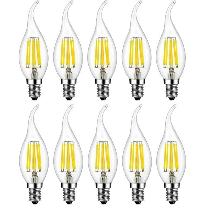 Lot 5 Ampoules Bougie C35 E14 Halogène 42W Dimmable – Blanc Chaud 2700K 570LM – Vintage Pour Lustres, Appliques, Lampes