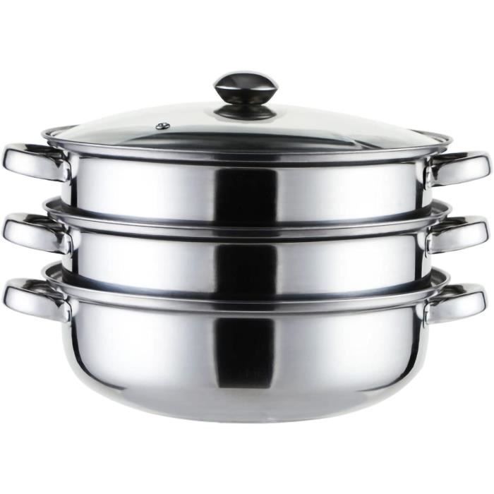 Mantowarka Cuiseur Vapeur, à 5 étages, En Acier Inoxydable, Avec Couvercle En Verre, (26/28/30 Cm) (30 Cm