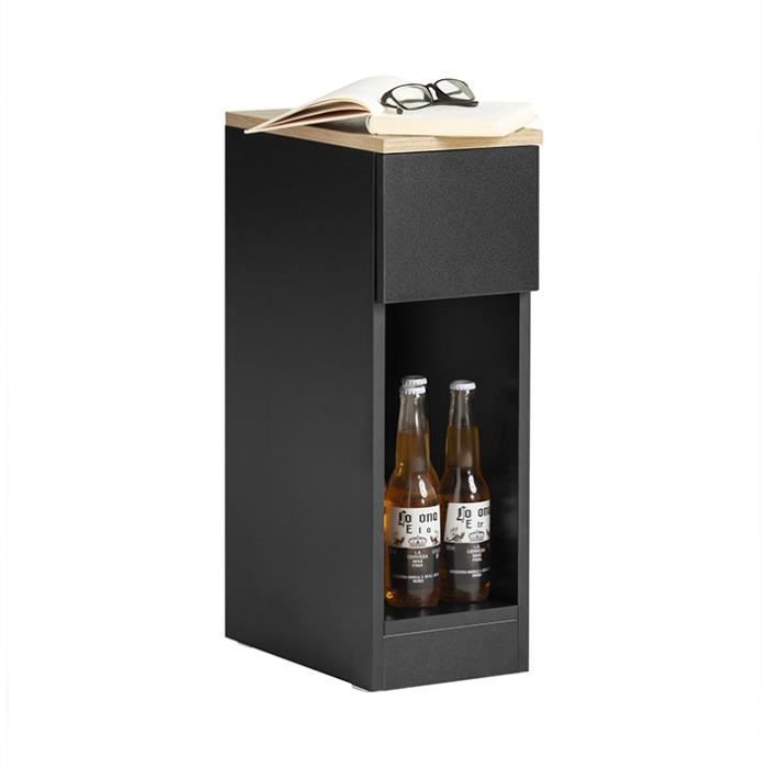 SoBuy Table de chevet étroite 20 cm avec tiroir gain de place pour petits espaces noir 20x35x60 cm