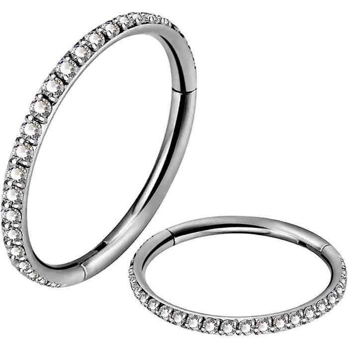 Piercing Hélix Titane G23 - Fleur Avec CZ Clair - 16G 8mm - Filetage Interne - Pour Cartilage