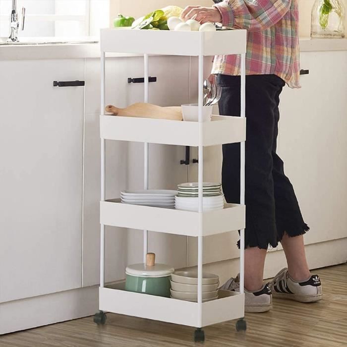 WELDUN Chariot De Rangement à 3 Niveaux à Roulettes, Mobile En Maille, Portable, Stable Et Facile à Installer Pour Chambre