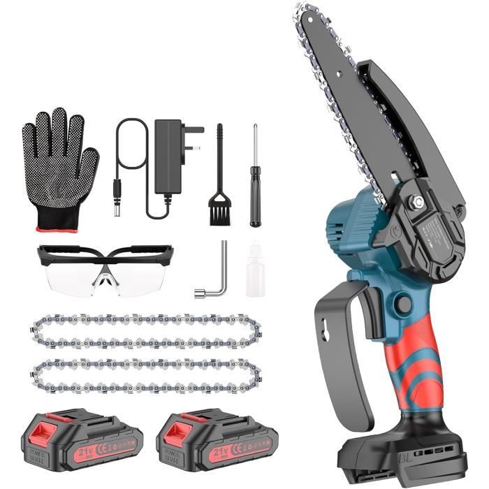 Mini Tronçonneuse Sans Fil 12 Pouces 10000mAh - Moteur Brushless + 2 Batteries 5.0Ah - Pour Élagage Et Coupe De Bois Au Jardin