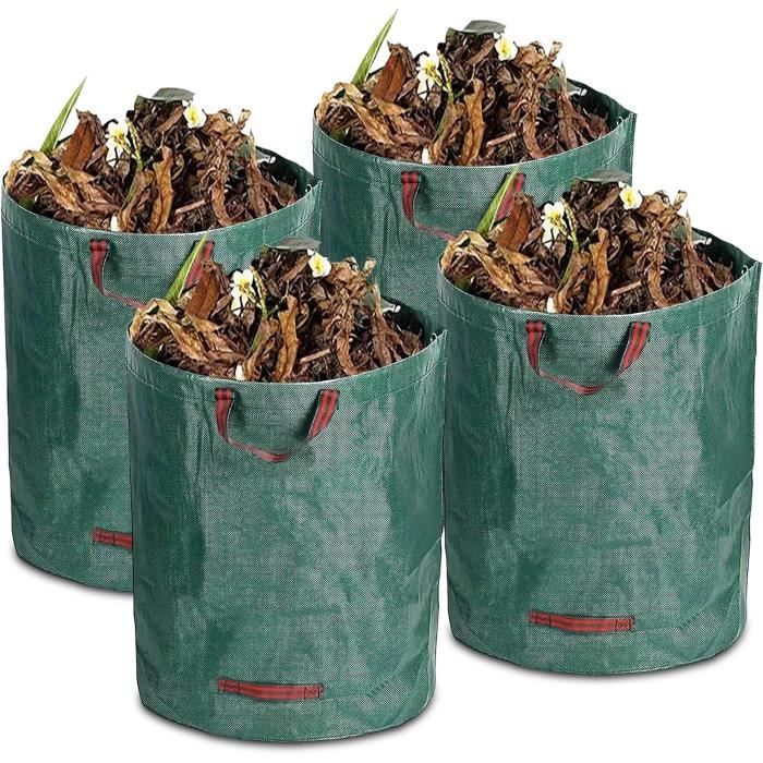 2X Sac de jardin 272L Sacs de déchets jardin résistants avec poignées Sac à feuilles mortes