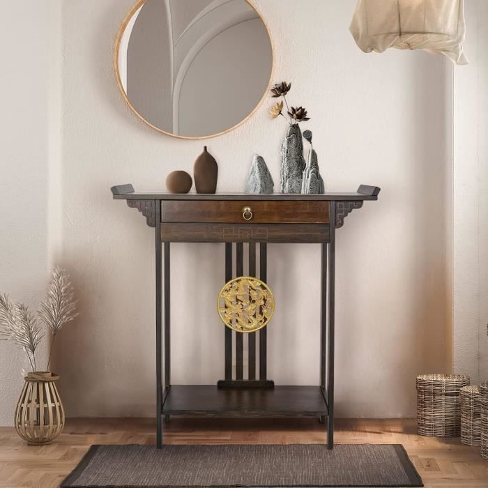 Table Console FATIVO Marbre Noir Doré 118x30x78 Cm – Pierre Frittée Luxe | Meuble Entrée, Couloir, Salon Scandinave