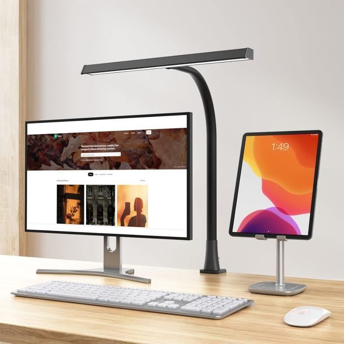 Lampe De Bureau LED Puissante Avec Bras Articulé - 3 Modes, Dimmable, Pince - Idéale Travail Et Lecture