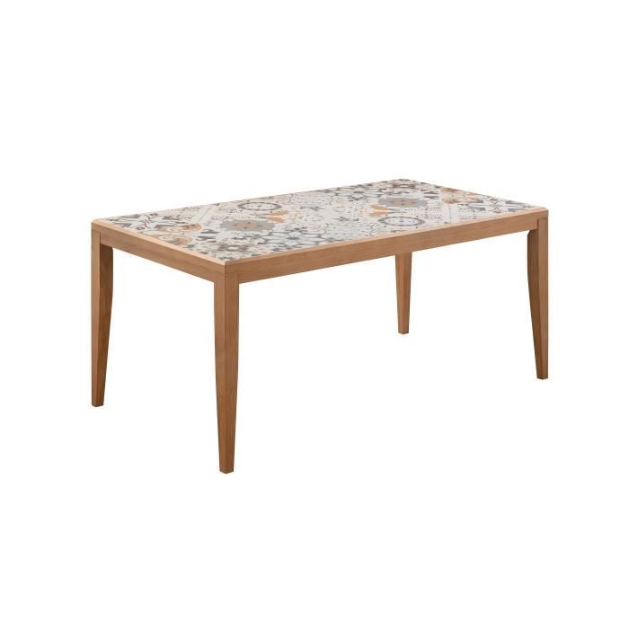 table de jardin en bois - 162 cm - bois de pin du chili + carrelage céramique mosaïque