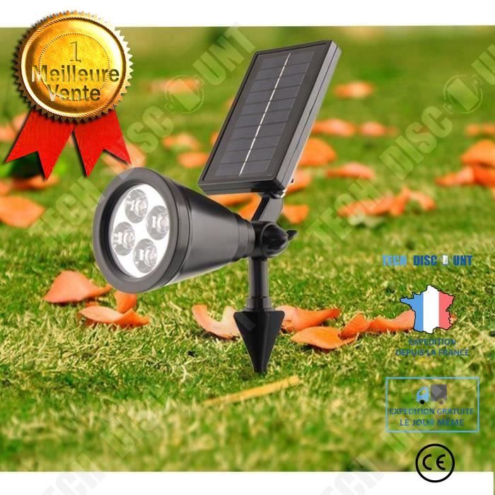 TD® Lot 3 Lampe Solaire Etanche 4 LED Sans Fil Fonctionnant à l'Energie solaire Lumière d'extérieur solaire pour