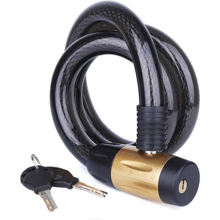 Antivol Vélo REHKITTZ – Câble 120 Cm X 12 Mm – Combinaison 5 Chiffres – Support De Fixation – Pour Vélo, Scooter, Porte