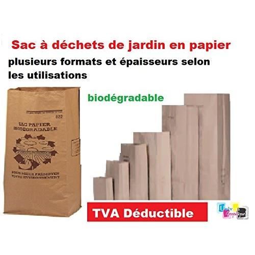 Sacs Déchets Verts 100L - Lot De 50 - 2 Feuilles Kraft Résistant - Biodégradable Et Compostable
