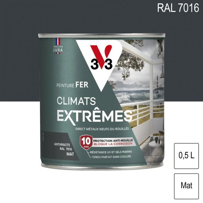 Peinture extérieure bois Climats extrêmes® V33 anthracite satiné 0.5l