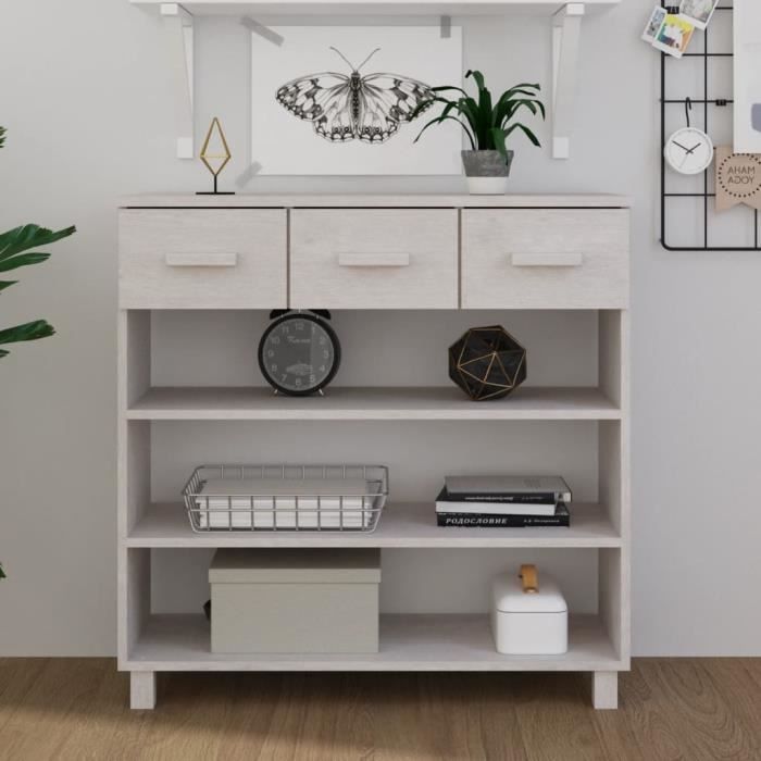 WIP Table console Blanc 90x35x90 cm Bois massif de pin - WIPW38285 ...
