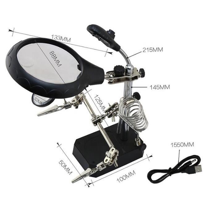 Outil "mains Aidantes" Avec Loupe Et Pinces - Pour Soudure électronique, Réparation Bijoux, Modélisme