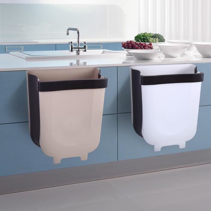 Corbeille Pendaison Grande Poubelle Porte D'Armoire DéChets de Toilette  Espace de Rangement Mural Salle de Bain Pliante Poubelle Cuisine Pliable  Blanc