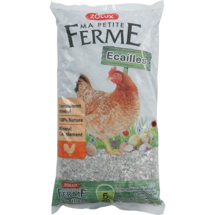 Aliment Complémentaire - ZOLUX - Écailles 5kg - Minéral 100% Naturel - Calcium - Volailles
