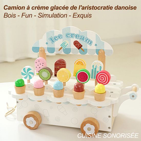 Glacier En Bois Pour Enfant - Diealles Shine 45 Pièces – Accessoire Cuisine Jeu De Rôle, Cadeau Fille