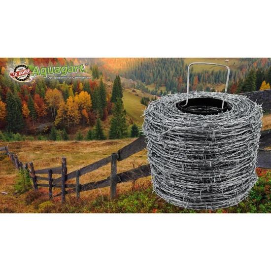 100 m fil de fer barbelé galvanisé, 1,6 / 1,7 mm pour clôture de protection  contre la faune sauvage, clôture forestière, grillage noué