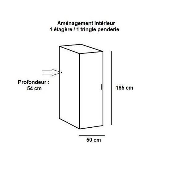 Armoire penderie 1 porte MALTA laquée blanc cassé L 50 cm blanc Bois