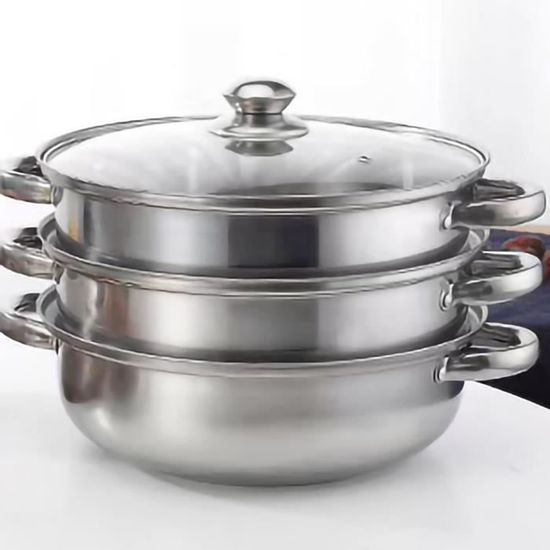 Cuiseur vapeur Cuiseur a Vapeur-Pot a Soupe en Acier Inoxydable 304 Domestique a 2 Couches avec