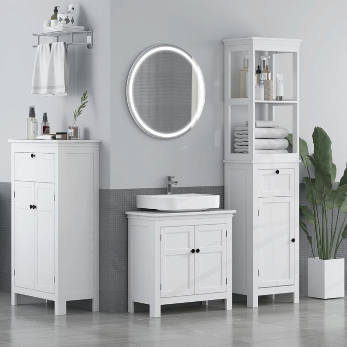 Colonne De Rangement Salle De Bain HOMCOM - Étagères Et Placard, Design Fin Et Pratique !