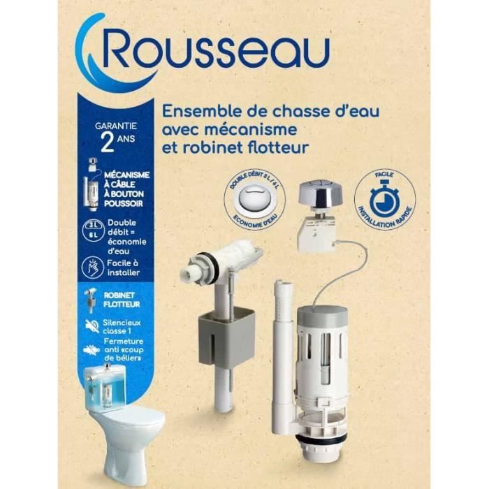 Rousseau - Kit mecanisme chasse d'eau avec robinet flotteur sachet