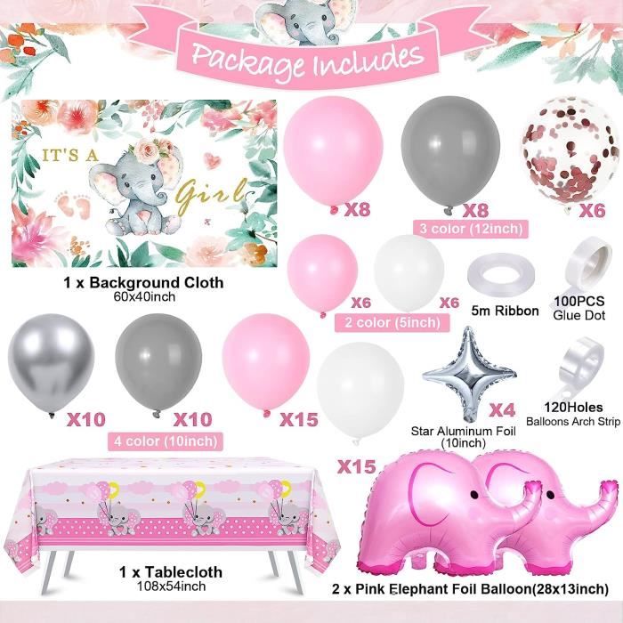 Kit De Décoration Rose  10 Pièces  Pour Fête De Naissance, Baby Shower Ou Fete De Maternite
