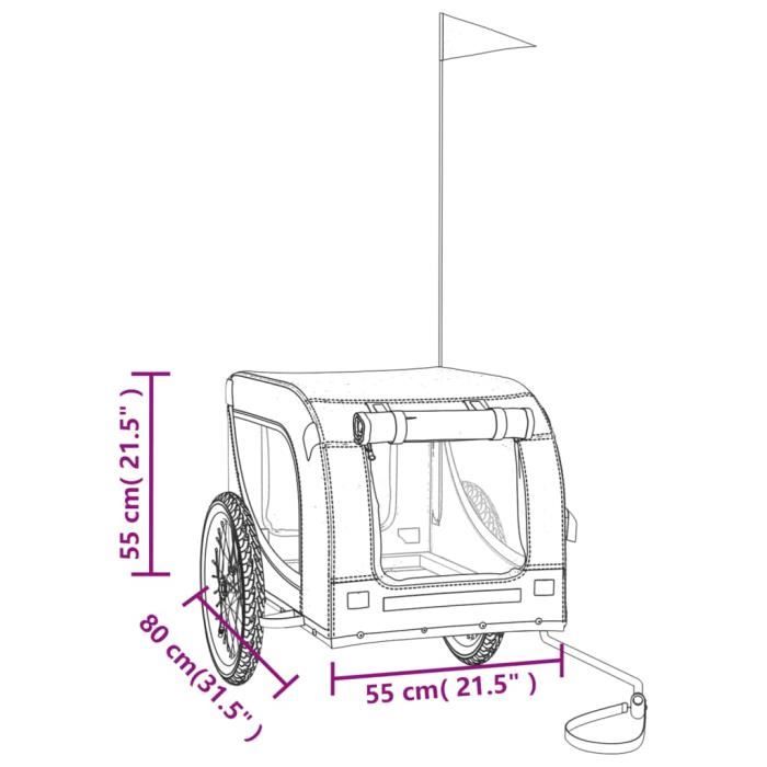 Remorque Vélo/pied 100L HOMCOM – Capacité 40 Kg, Attelage Universel, Housse Pluie Et Réflecteurs