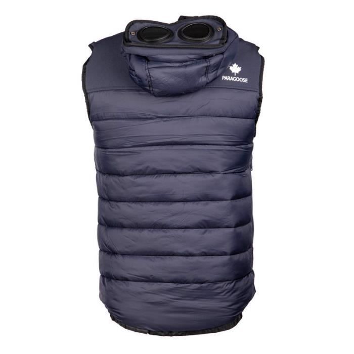 Doudoune sans manches zippee a capuche lunettes Homme PARAGOOSE Bleu fonce Cdiscount Pret a Porter