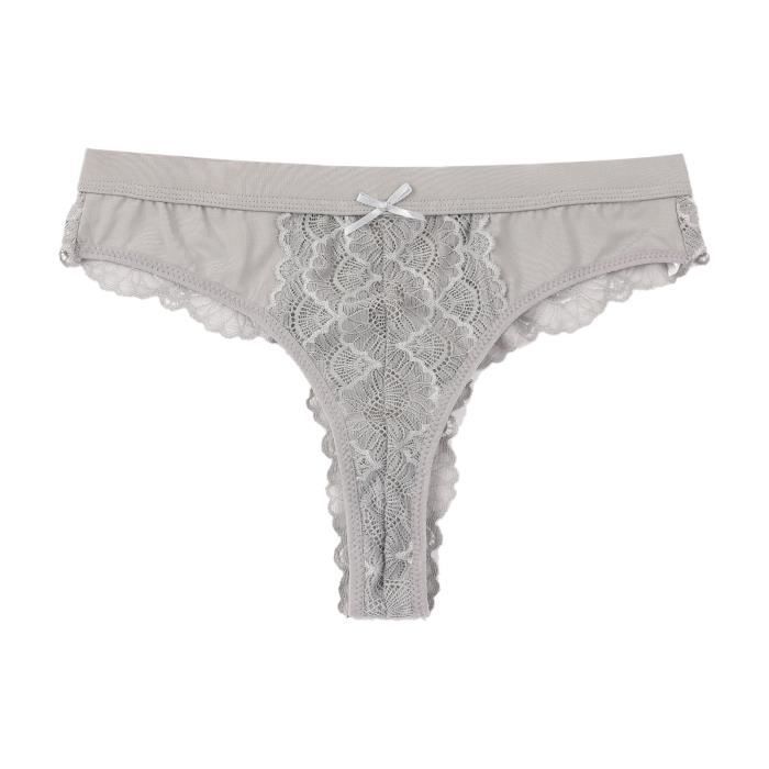 String Tanga Pour Femme Sexy dentelle transparente respirante Gris Gris ...