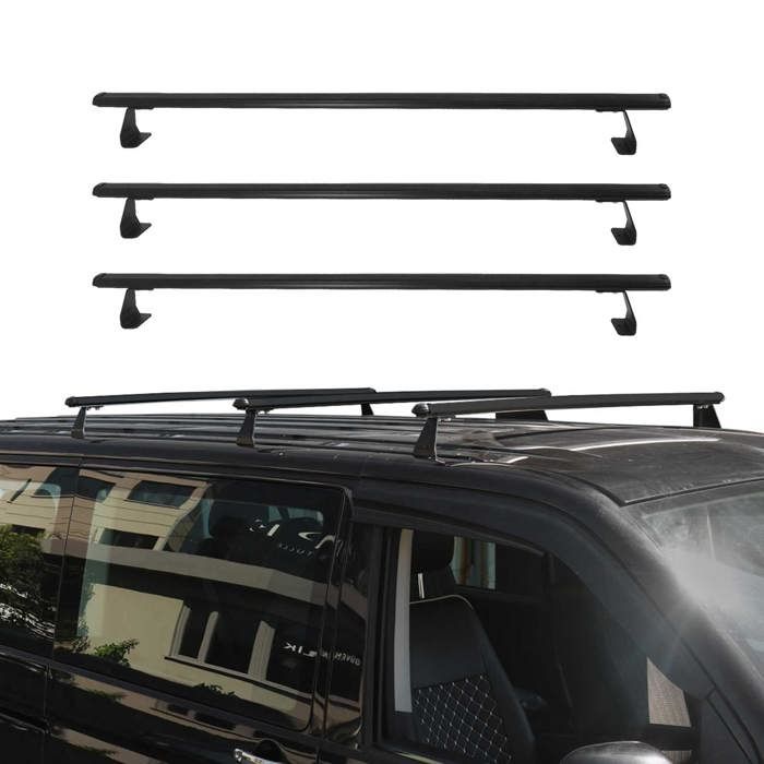 OMAC - Barres De Toit Transversales En Aluminium Noir Pour Nissan NV200 2010-2025 - Lot De 3 Pièces - Compatible Coffre, Porte-vélos, Skis