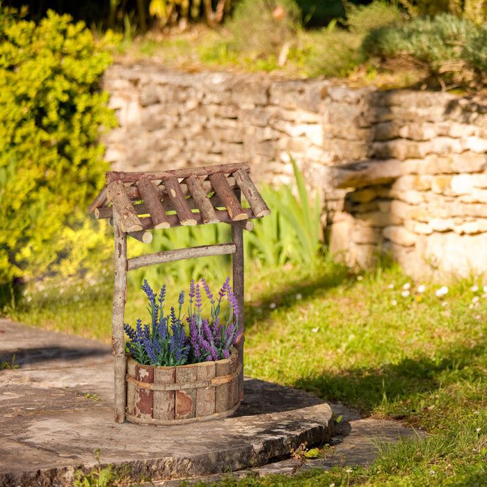 Deko-Shop-Hannusch Puits décoratif en Bois Enduit 1,90 avec Toit 97 x