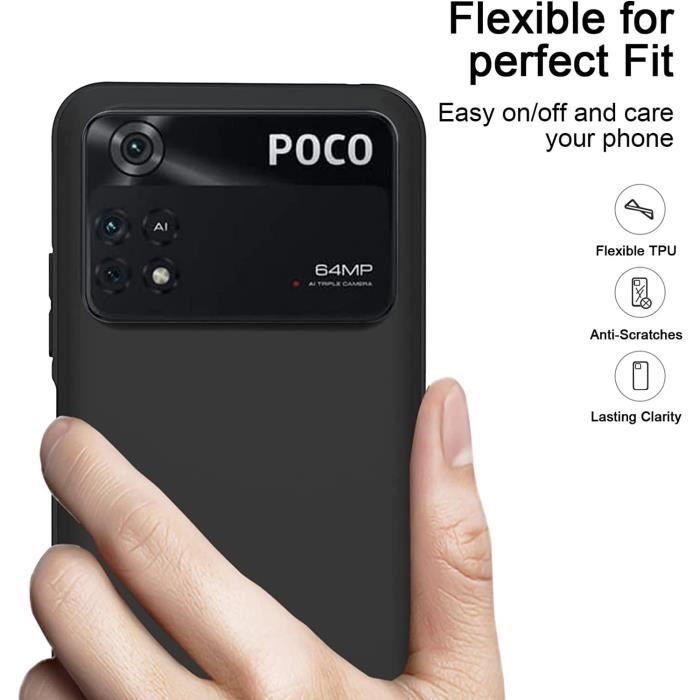 Coque Xiaomi Poco M4 Pro 5G + 2x Verre Trempé - Housse Silicone Noir - Neuf