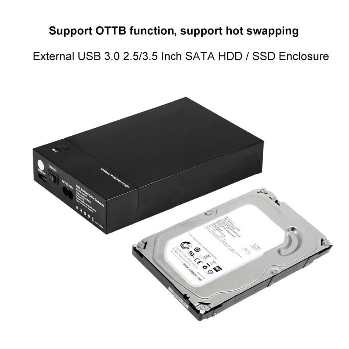 Boitier disque dur externe 2.5 / 3.5 pour HDD ou SSD SATA - USB