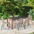 Table à manger de jardin - Acier thermolaqué + Pieds en bois + Trivanite - 162 x 80 x 74 cm-2