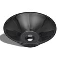 Vasque en céramique - VIDAXL - Rond - Noir - Design moderne et élégant-2