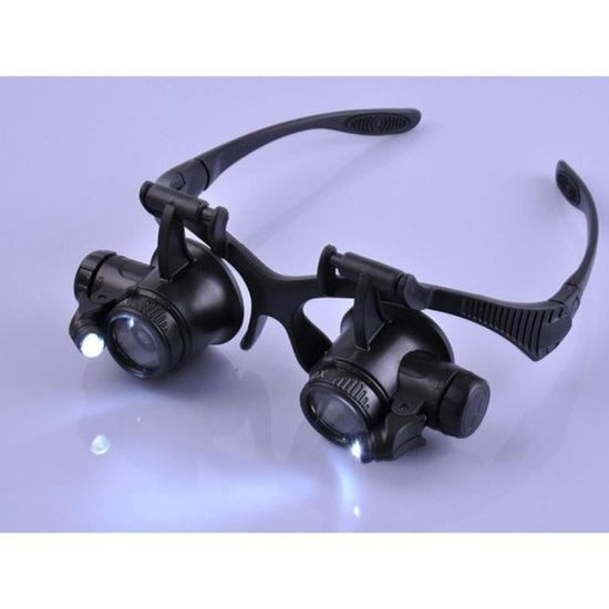 Loupe De Lunettes Avec Lumière LED - Grossissement 20x, Piles CR1620 Incluses, Pour Bijouterie, Horlogerie, Bricolage