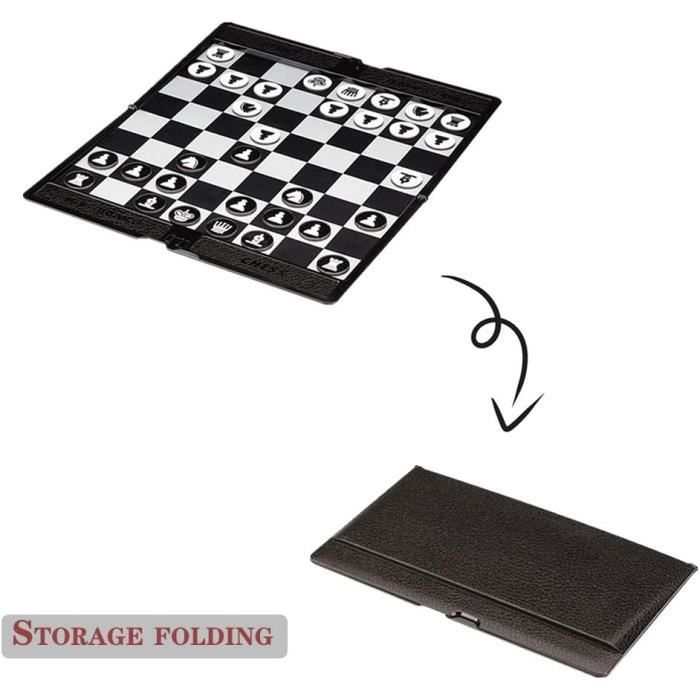 KOKOSUN – Jeu d'échecs de voyage magnétique pliable avec sac de rangement (28 x 24 cm), facile à transporter, jouets éducatifs/cadeau pour enfants et adultes (M