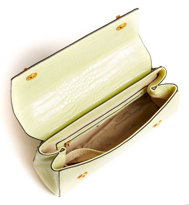 GUESS Sac à épaule bandoulière jaune clair pour femme Katey Croc