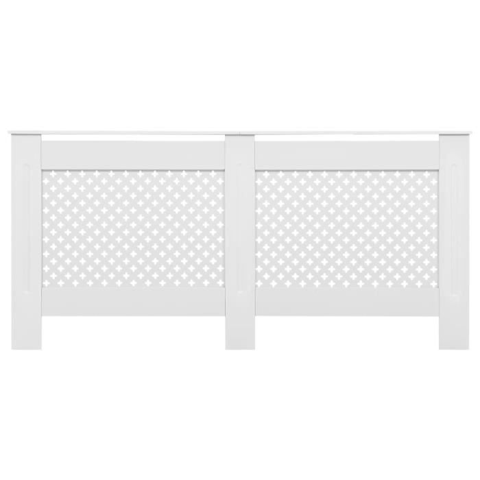 Cache-Radiateur Blanc MDF 112x19x81.5cm - Cloison Déco Avec Étagère - Pour Salon/Chambre